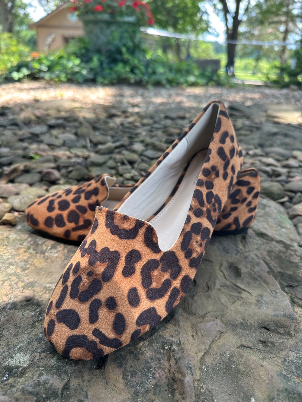 Leopard Print Slip-On Loafers in Brown